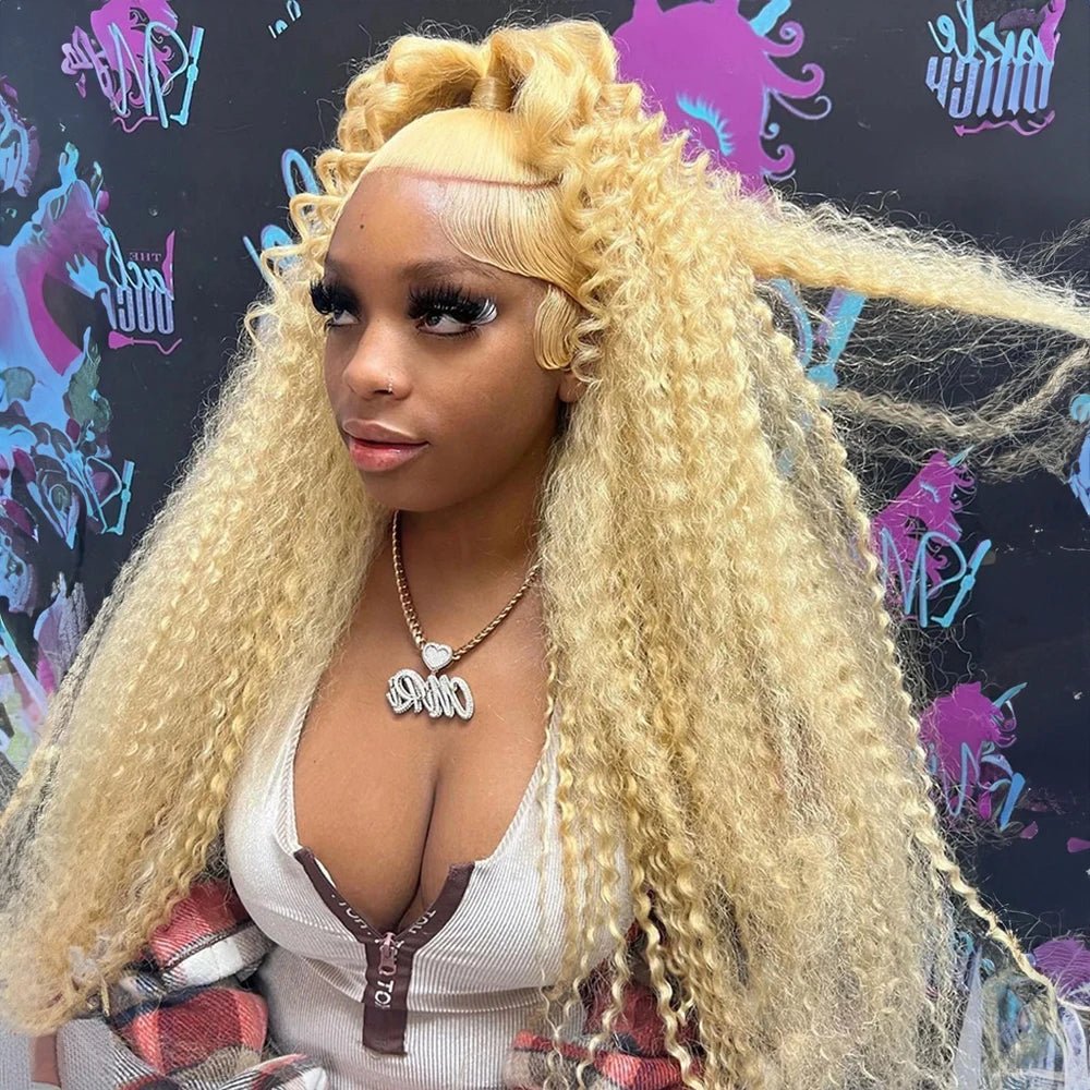 Deep Wave 13x6 HD Lace Frontal Human Hair Wig 30 40 Inch Curly 613 Honey Blonde Water Wave 13x4 Lace Front Wigs For Women 250% - MAGUSTA BEAUTY