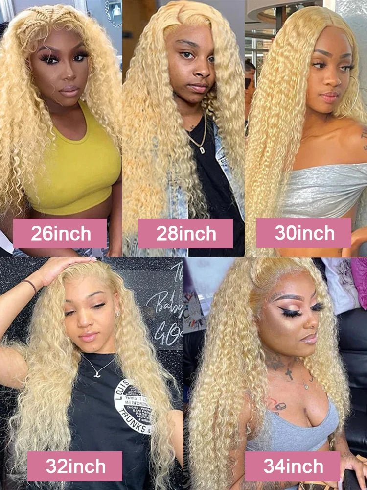 Deep Wave 13x6 HD Lace Frontal Human Hair Wig 30 40 Inch Curly 613 Honey Blonde Water Wave 13x4 Lace Front Wigs For Women 250% - MAGUSTA BEAUTY