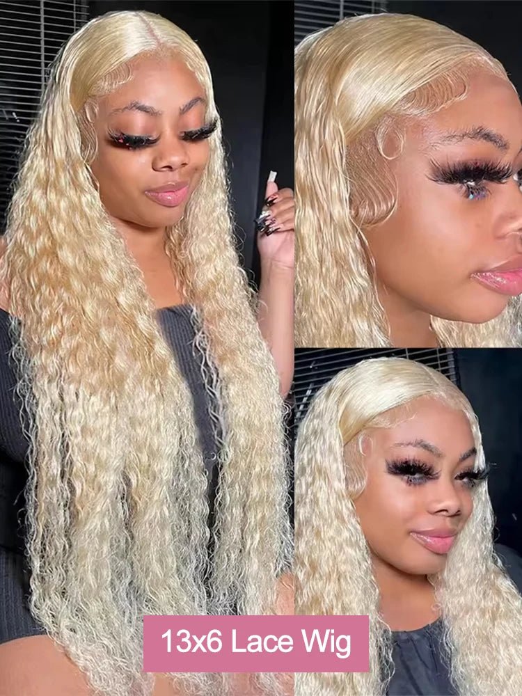 Deep Wave 13x6 HD Lace Frontal Human Hair Wig 30 40 Inch Curly 613 Honey Blonde Water Wave 13x4 Lace Front Wigs For Women 250% - MAGUSTA BEAUTY