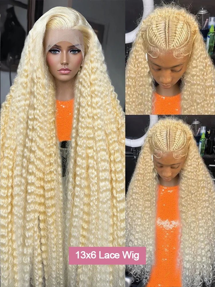 Deep Wave 13x6 HD Lace Frontal Human Hair Wig 30 40 Inch Curly 613 Honey Blonde Water Wave 13x4 Lace Front Wigs For Women 250% - MAGUSTA BEAUTY