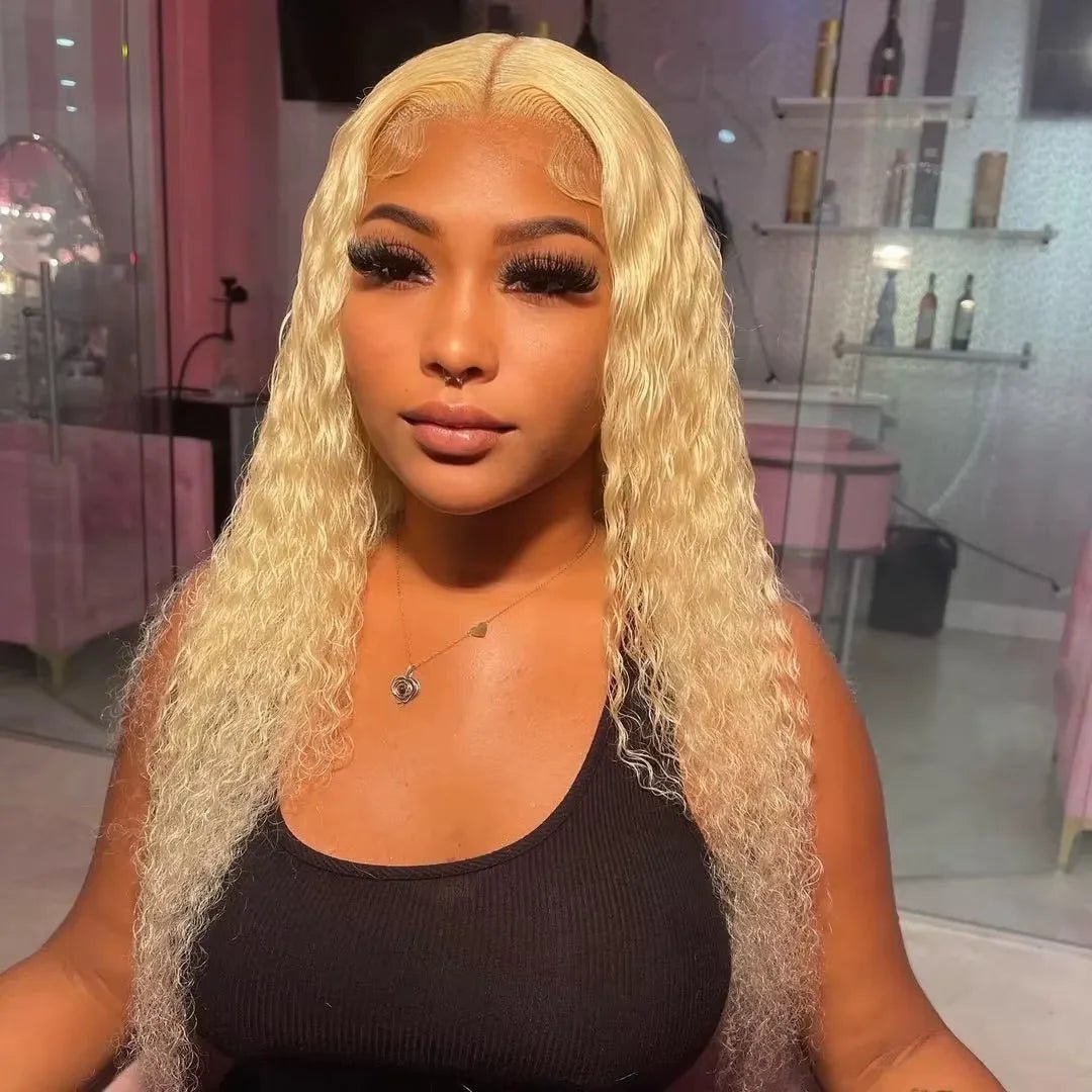 Deep Wave 13x6 HD Lace Frontal Human Hair Wig 30 40 Inch Curly 613 Honey Blonde Water Wave 13x4 Lace Front Wigs For Women 250% - MAGUSTA BEAUTY