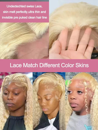 Deep Wave 13x6 HD Lace Frontal Human Hair Wig 30 40 Inch Curly 613 Honey Blonde Water Wave 13x4 Lace Front Wigs For Women 250% - MAGUSTA BEAUTY