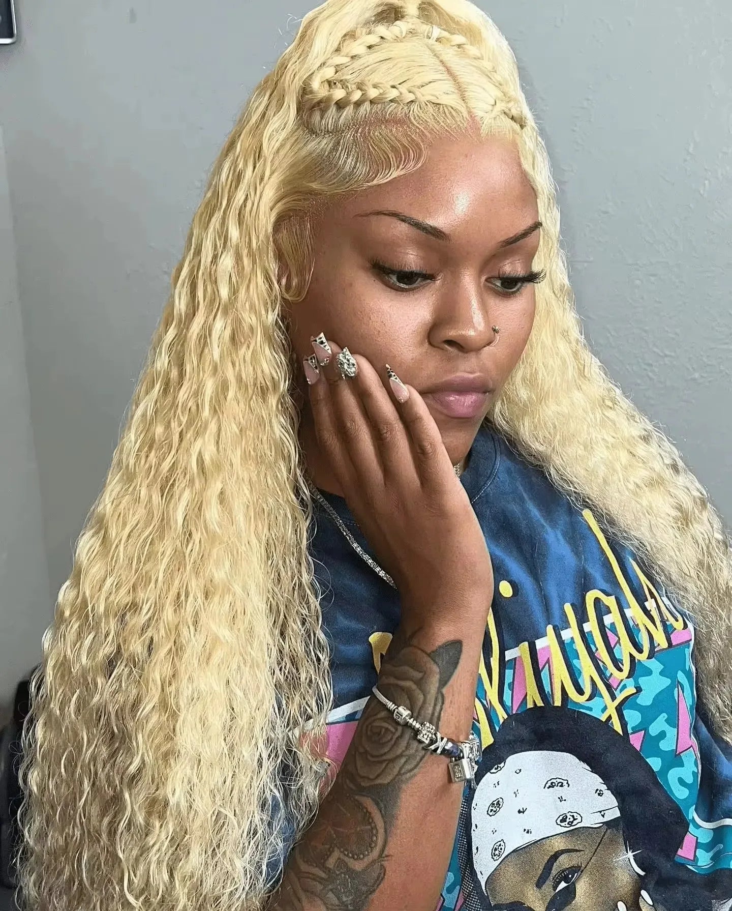 Deep Wave 13x6 HD Lace Frontal Human Hair Wig 30 40 Inch Curly 613 Honey Blonde Water Wave 13x4 Lace Front Wigs For Women 250% - MAGUSTA BEAUTY