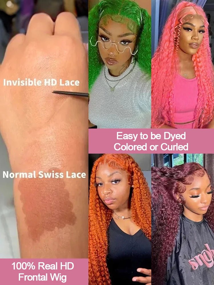 Deep Wave 13x6 HD Lace Frontal Human Hair Wig 30 40 Inch Curly 613 Honey Blonde Water Wave 13x4 Lace Front Wigs For Women 250% - MAGUSTA BEAUTY