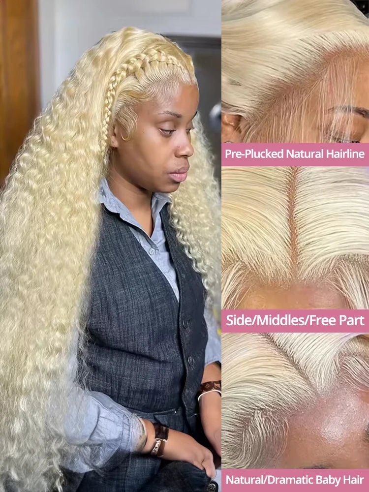 Deep Wave 13x6 HD Lace Frontal Human Hair Wig 30 40 Inch Curly 613 Honey Blonde Water Wave 13x4 Lace Front Wigs For Women 250% - MAGUSTA BEAUTY