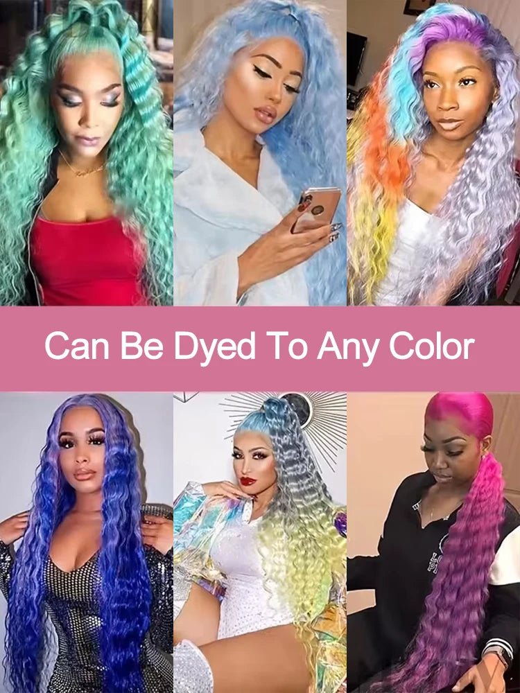 Deep Wave 13x6 HD Lace Frontal Human Hair Wig 30 40 Inch Curly 613 Honey Blonde Water Wave 13x4 Lace Front Wigs For Women 250% - MAGUSTA BEAUTY