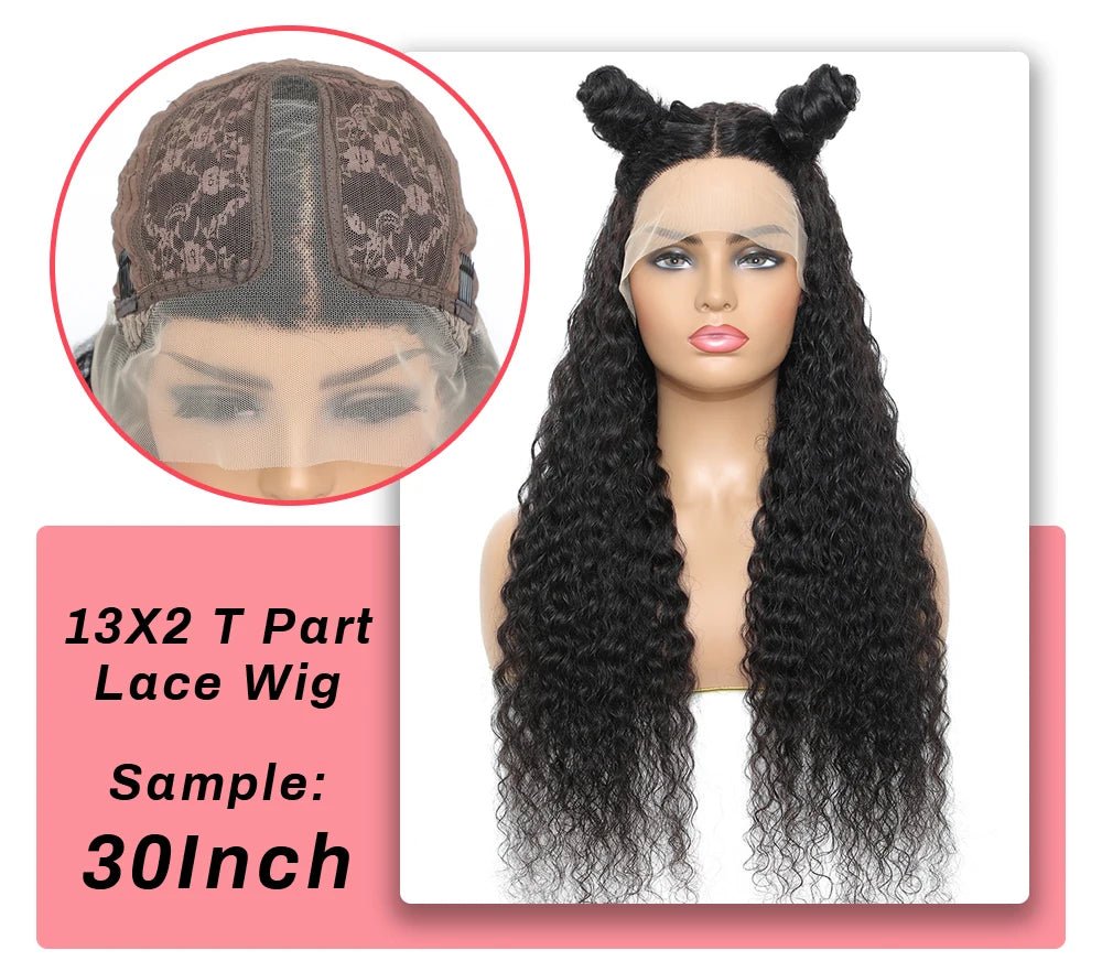 Deep Wave Frontal Wig Human Hair 13x4 Curly Human Hair Wig Transparent Lace Wig 13x6 Water Wave Wigs 180 Density - MAGUSTA BEAUTY
