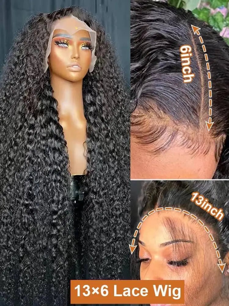 Deep Wave Frontal Wig Human Hair 13x4 Curly Human Hair Wig Transparent Lace Wig 13x6 Water Wave Wigs 180 Density - MAGUSTA BEAUTY