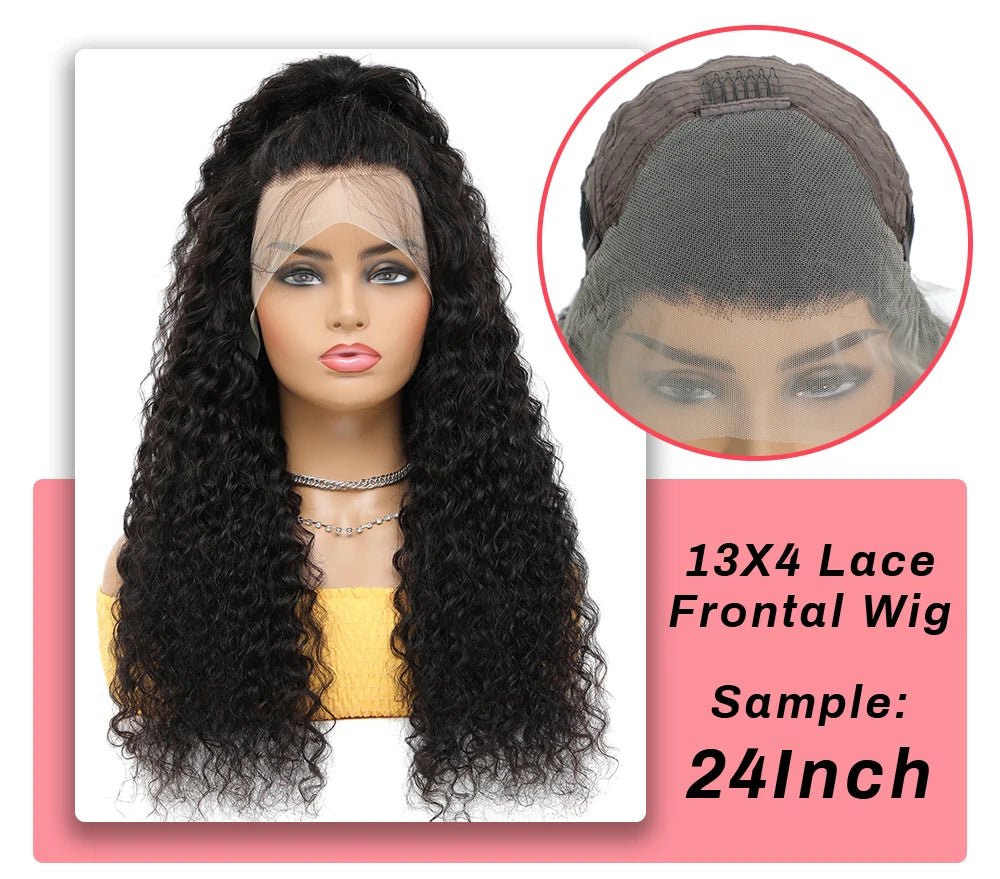 Deep Wave Frontal Wig Human Hair 13x4 Curly Human Hair Wig Transparent Lace Wig 13x6 Water Wave Wigs 180 Density - MAGUSTA BEAUTY