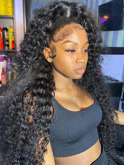 Deep Wave Frontal Wig Human Hair 13x4 Curly Human Hair Wig Transparent Lace Wig 13x6 Water Wave Wigs 180 Density - MAGUSTA BEAUTY