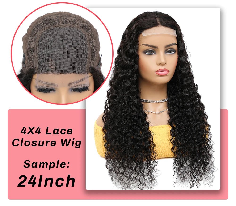 Deep Wave Frontal Wig Human Hair 13x4 Curly Human Hair Wig Transparent Lace Wig 13x6 Water Wave Wigs 180 Density - MAGUSTA BEAUTY