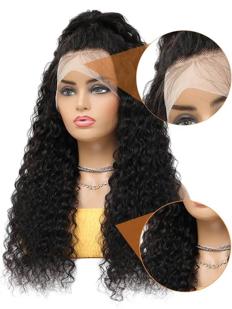 Deep Wave Frontal Wig Human Hair 13x4 Curly Human Hair Wig Transparent Lace Wig 13x6 Water Wave Wigs 180 Density - MAGUSTA BEAUTY