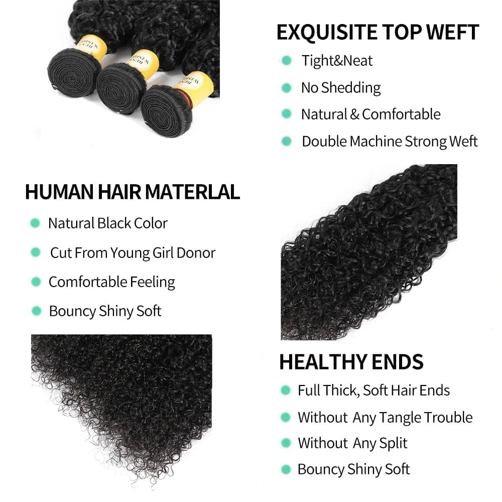 Deep Wave Human Hair Bundles, 12A Curly Bundles Human Hair, 22 24 26 Inch Wet and Wavy Brazilian Virgin Deep Wave - MAGUSTA BEAUTY