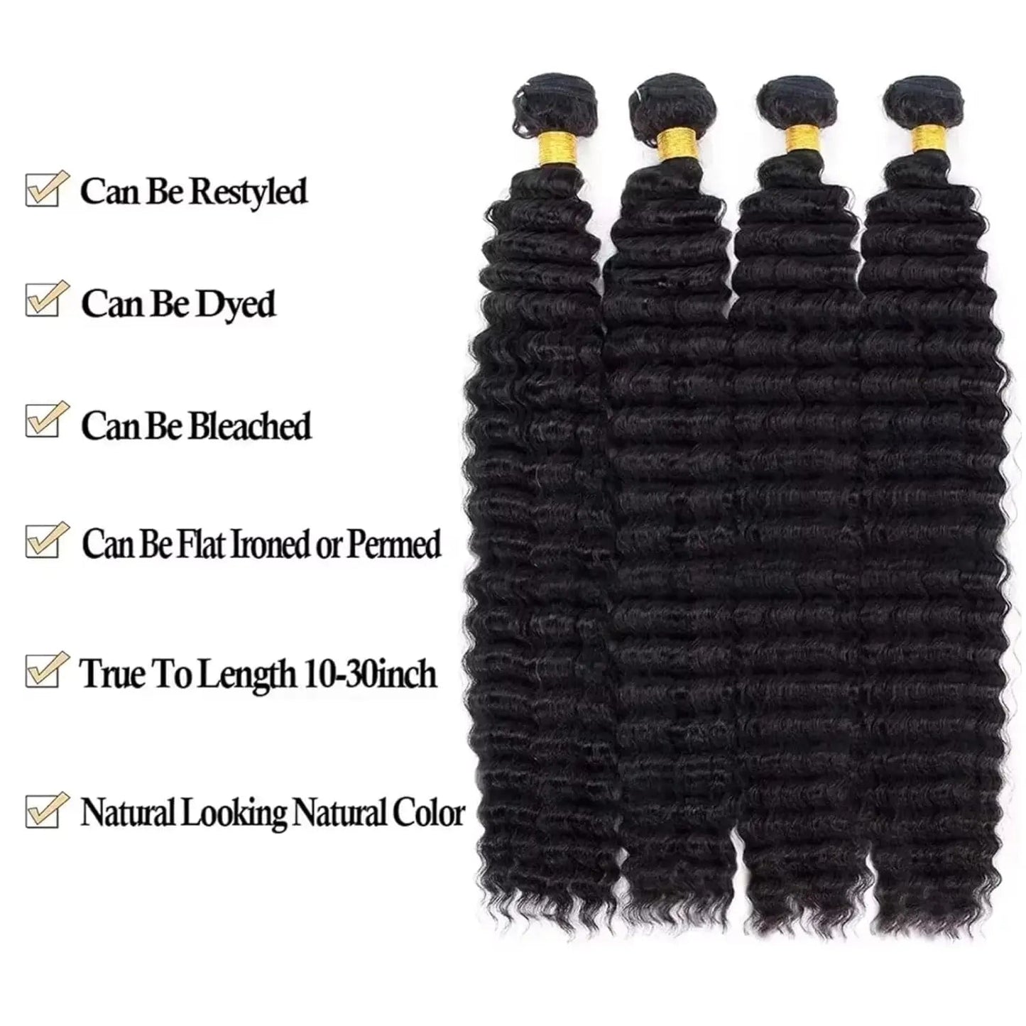 Deep Wave Human Hair Bundles, 12A Curly Bundles Human Hair, 22 24 26 Inch Wet and Wavy Brazilian Virgin Deep Wave - MAGUSTA BEAUTY