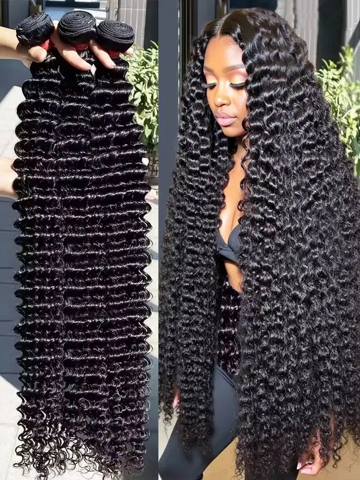 Deep Wave Human Hair Bundles, 12A Curly Bundles Human Hair, 22 24 26 Inch Wet and Wavy Brazilian Virgin Deep Wave - MAGUSTA BEAUTY
