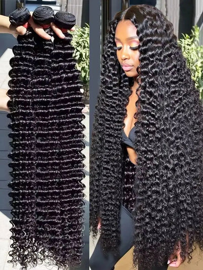 Deep Wave Human Hair Bundles, 12A Curly Bundles Human Hair, 22 24 26 Inch Wet and Wavy Brazilian Virgin Deep Wave - MAGUSTA BEAUTY