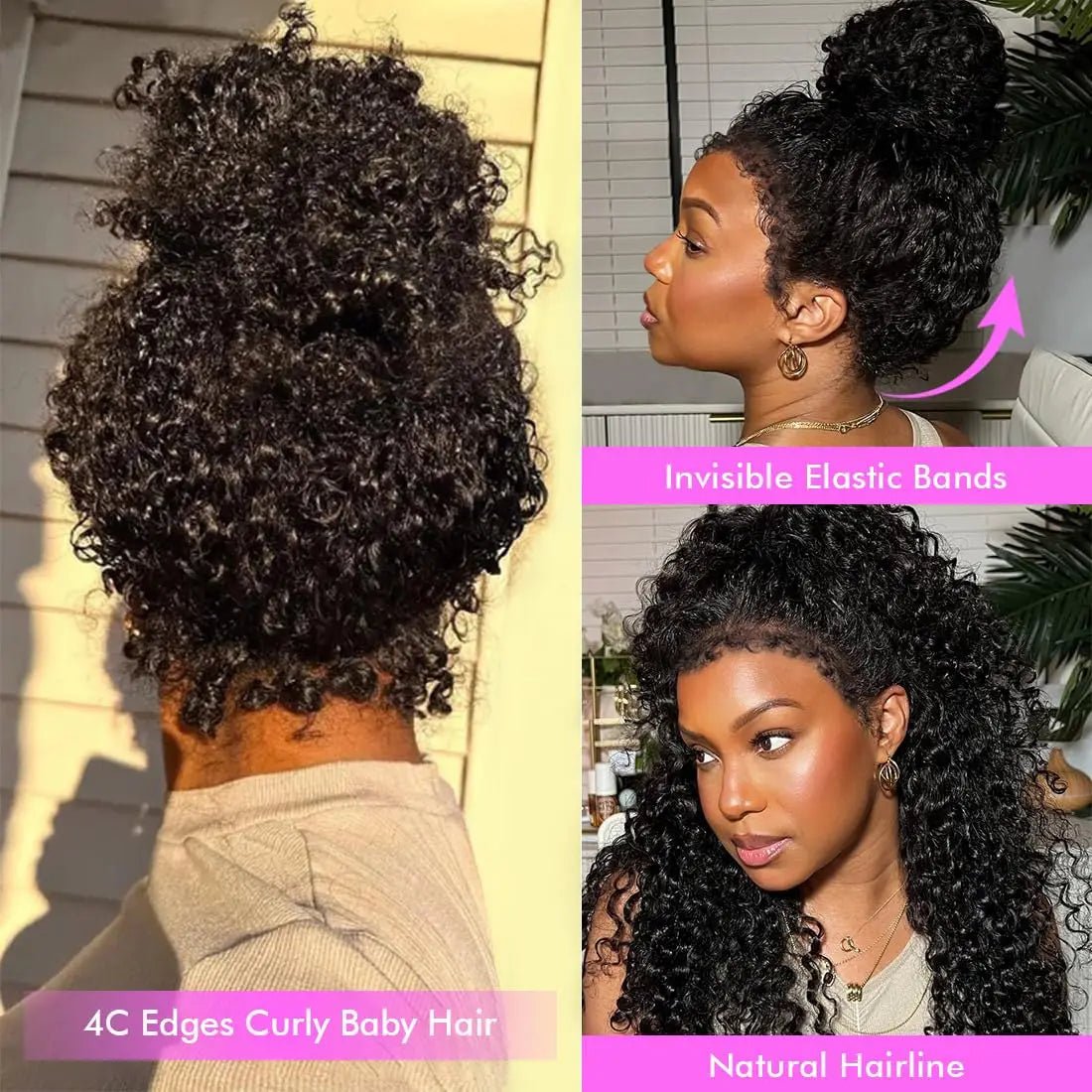 Deep Wave Human Hair Wig 360 Full Lace Hidden Strap Pre Plucked Glueless Natural Look Invisible Band Wig For Black Women - MAGUSTA BEAUTY