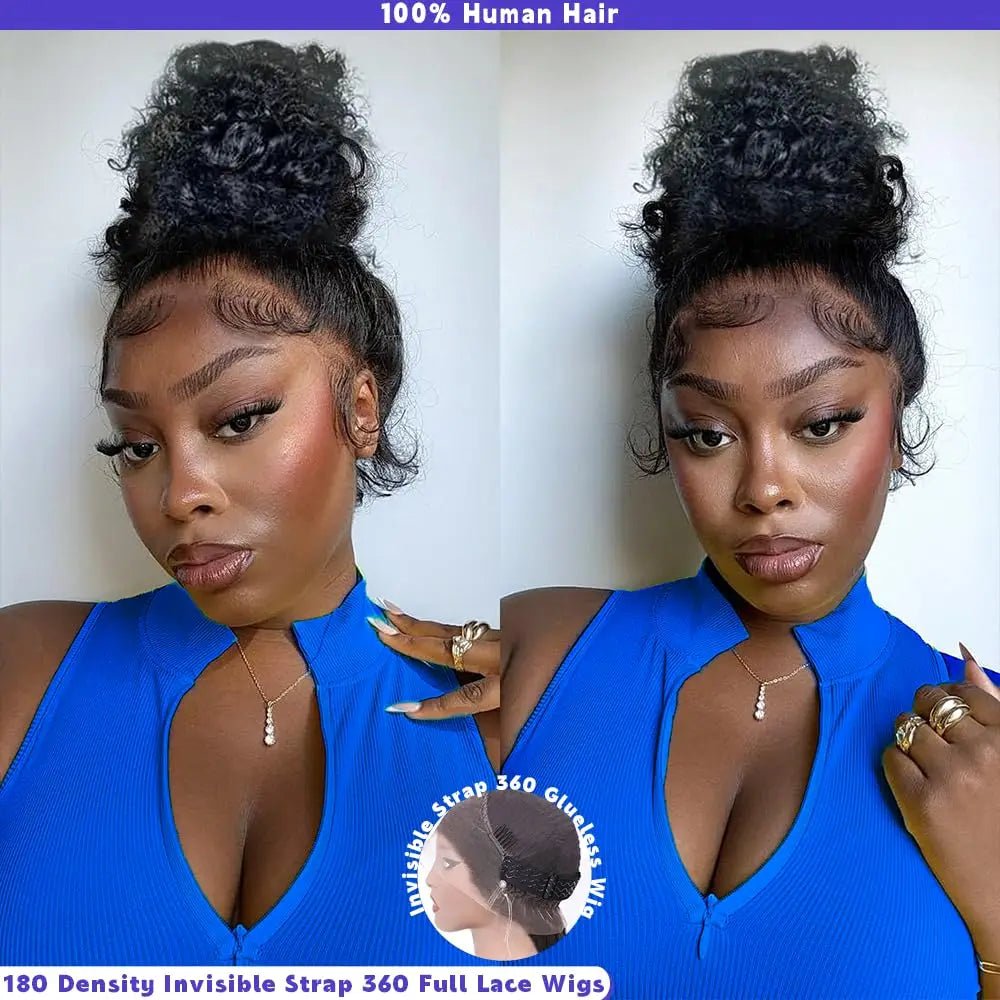 Deep Wave Human Hair Wig 360 Full Lace Hidden Strap Pre Plucked Glueless Natural Look Invisible Band Wig For Black Women - MAGUSTA BEAUTY