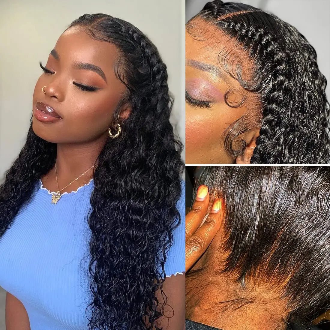 Deep Wave Human Hair Wig 360 Full Lace Hidden Strap Pre Plucked Glueless Natural Look Invisible Band Wig For Black Women - MAGUSTA BEAUTY