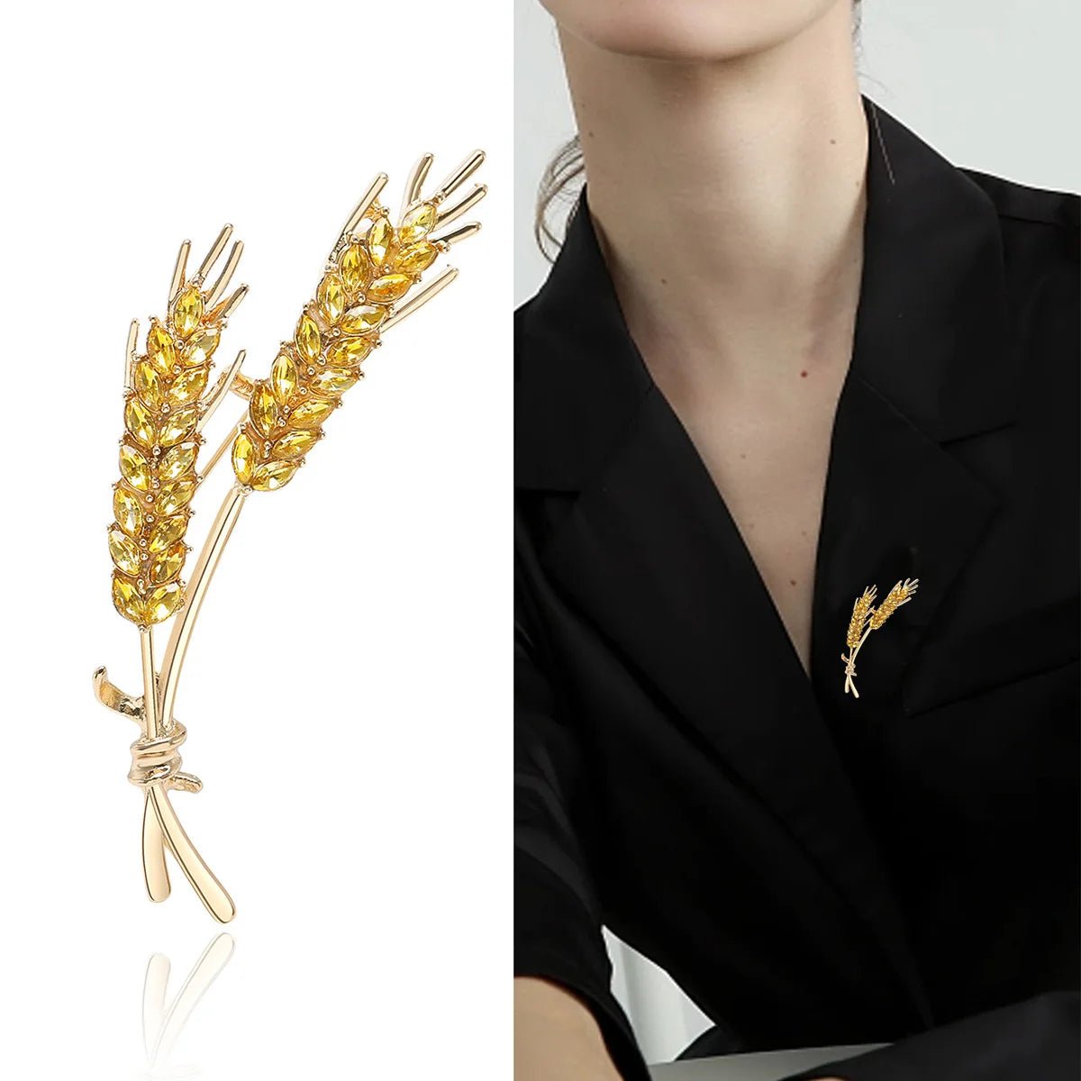 Dmari Women Brooches Korean Fashion Style 3-Color Rhinestone Ear of Wheat Lapel Pins Luxury Jewelry Accessories For Clothing - MAGUSTA BEAUTY