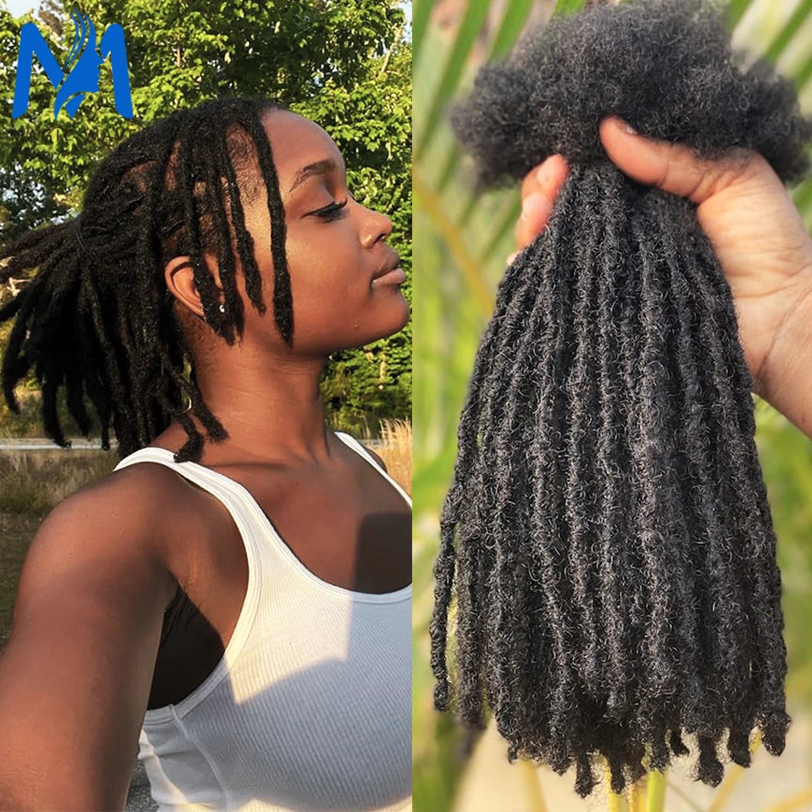 Dreadlock Extension Human Hair 0.6cm Thickness 8 Inch Full Handmade Permanent Locs Can Be Dyed and Bleached for Women Men - MAGUSTA BEAUTY