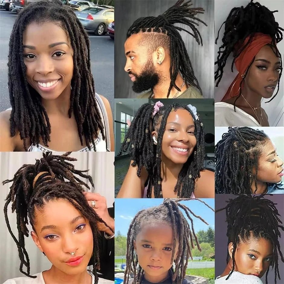 Dreadlock Extension Human Hair 0.6cm Thickness 8 Inch Full Handmade Permanent Locs Can Be Dyed and Bleached for Women Men - MAGUSTA BEAUTY