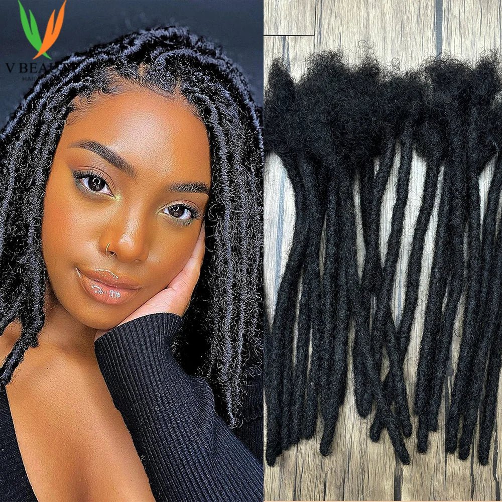 Dreadlock Extensions Real Human Hair For Man/Women 0.6cm Wedth Permanent Loc Extensions 20 Strands 8 Inch Brazilian Dreadlock - MAGUSTA BEAUTY