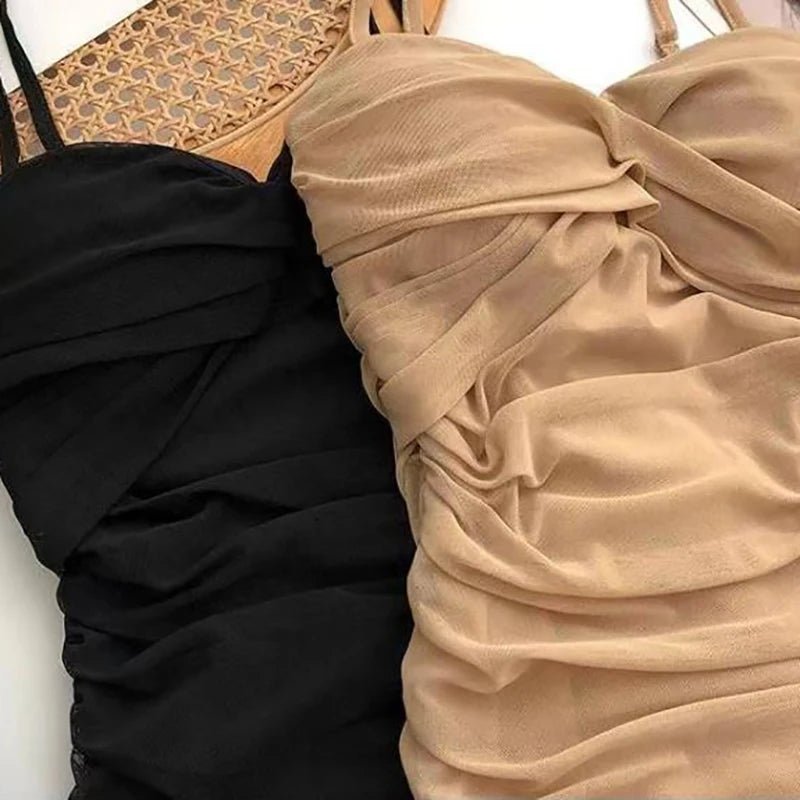 Dresses Women Sexy Club Shirring Design Summer Leisure Lady Mini Straps Dress - MAGUSTA BEAUTY