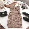 Dresses Women Sexy Club Shirring Design Summer Leisure Lady Mini Straps Dress - MAGUSTA BEAUTY