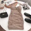 Dresses Women Sexy Club Shirring Design Summer Leisure Lady Mini Straps Dress - MAGUSTA BEAUTY