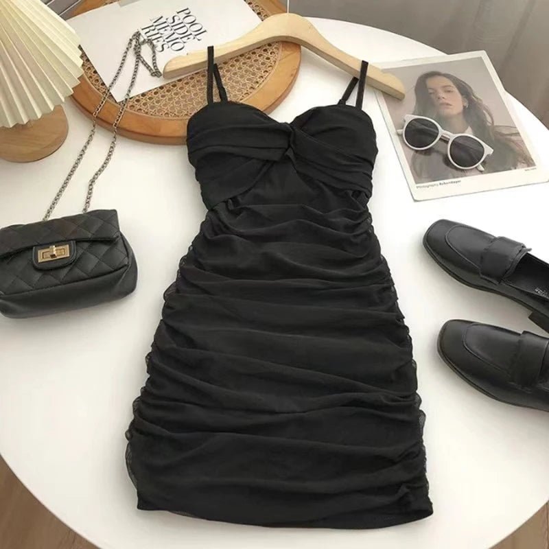Dresses Women Sexy Club Shirring Design Summer Leisure Lady Mini Straps Dress - MAGUSTA BEAUTY