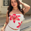 Dulzura Chest Wrapping Backless Bodycon Flower Print Crop Top Women'S Sexy Elegant Casual Y2K Short Top Party Club Summer Outfit - MAGUSTA BEAUTY