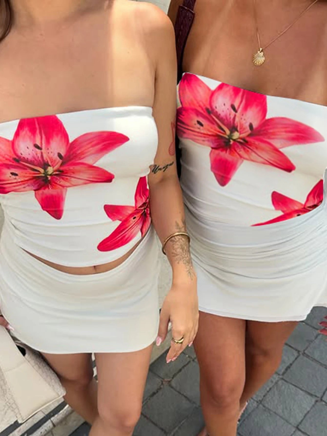 Dulzura Chest Wrapping Backless Bodycon Flower Print Crop Top Women'S Sexy Elegant Casual Y2K Short Top Party Club Summer Outfit - MAGUSTA BEAUTY