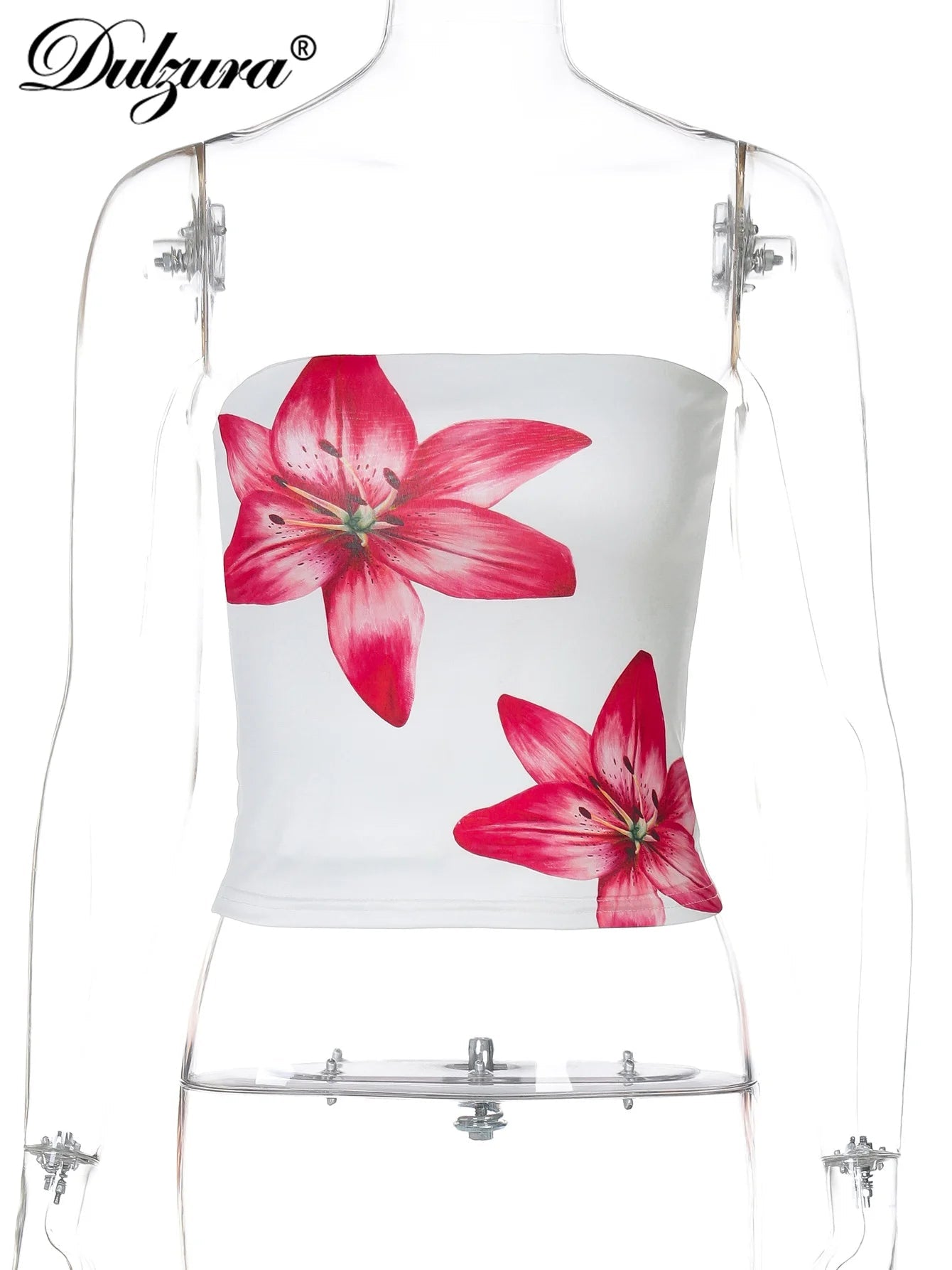 Dulzura Chest Wrapping Backless Bodycon Flower Print Crop Top Women'S Sexy Elegant Casual Y2K Short Top Party Club Summer Outfit - MAGUSTA BEAUTY