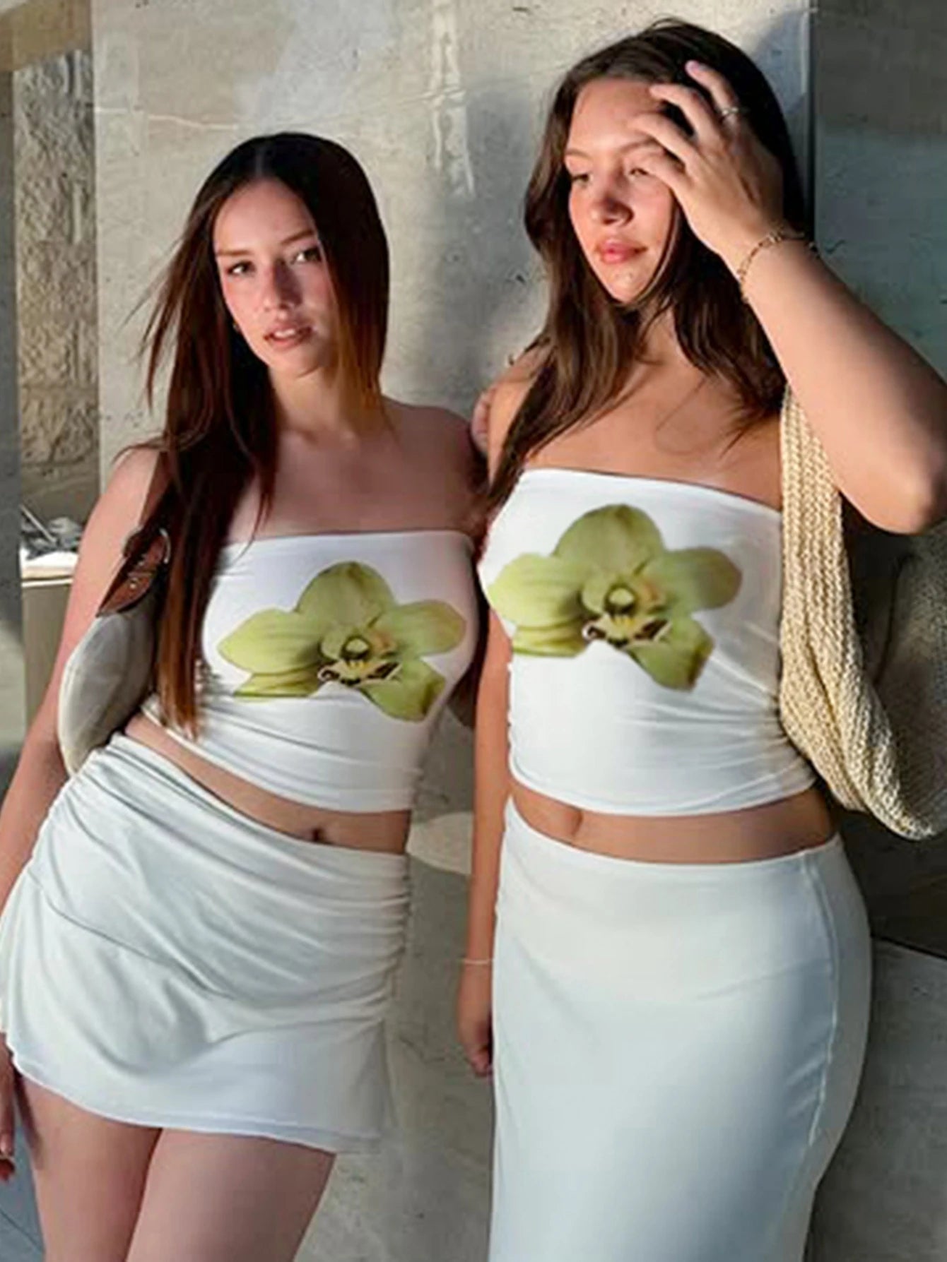 Dulzura Chest Wrapping Backless Bodycon Flower Print Crop Top Women'S Sexy Elegant Casual Y2K Short Top Party Club Summer Outfit - MAGUSTA BEAUTY