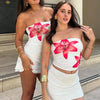 Dulzura Chest Wrapping Backless Bodycon Flower Print Crop Top Women'S Sexy Elegant Casual Y2K Short Top Party Club Summer Outfit - MAGUSTA BEAUTY