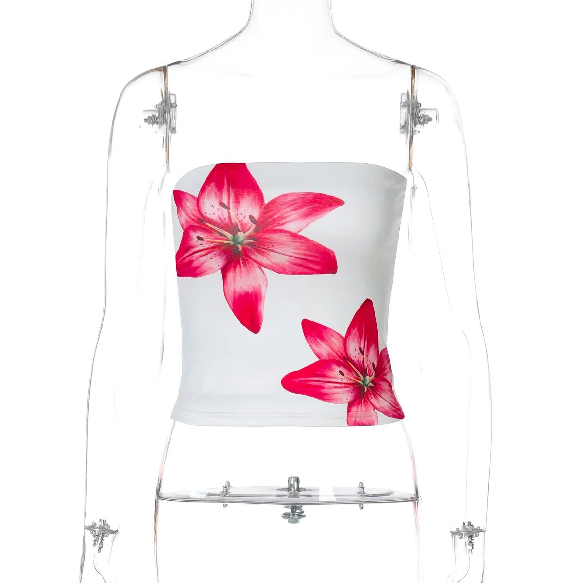 Dulzura Chest Wrapping Backless Bodycon Flower Print Crop Top Women'S Sexy Elegant Casual Y2K Short Top Party Club Summer Outfit - MAGUSTA BEAUTY