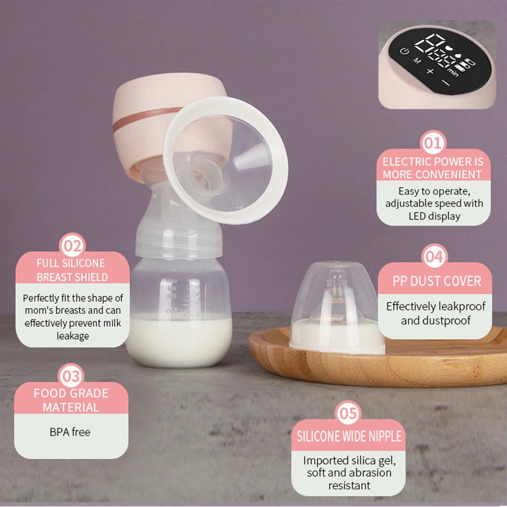 Electric Breast Pump Breast Pump with LED Screen Milk Puller for Breastfeeding Low Noise with 180ml Milk Bottle BPA-free - MAGUSTA BEAUTY