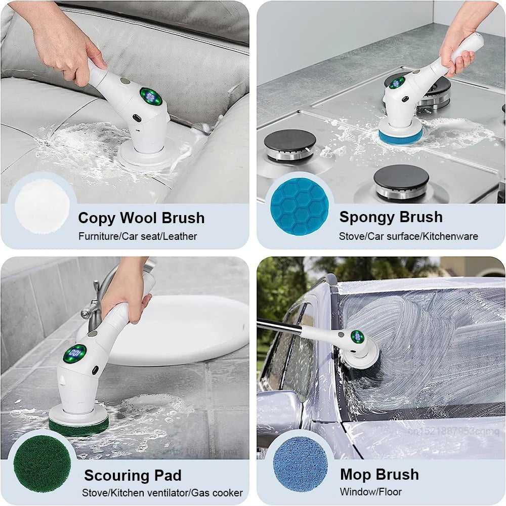 Electric Cleaning Brush 8 in 1 Multifunctional Household Wireless Rotatable Cleaning Brush For Bathroom Kitchen Windows Toilet - MAGUSTA BEAUTY