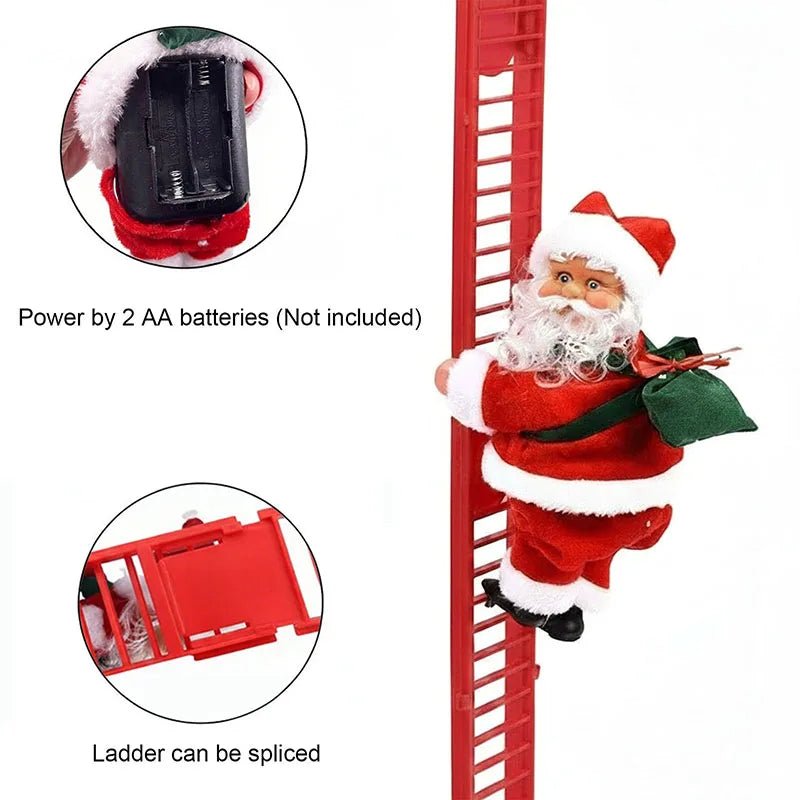 Electric Climbing Ladder Santa Claus Doll with Music, Christmas Tree Hanging Decorations, Christmas Decoration, Kids Xmas Gifts - MAGUSTA BEAUTY