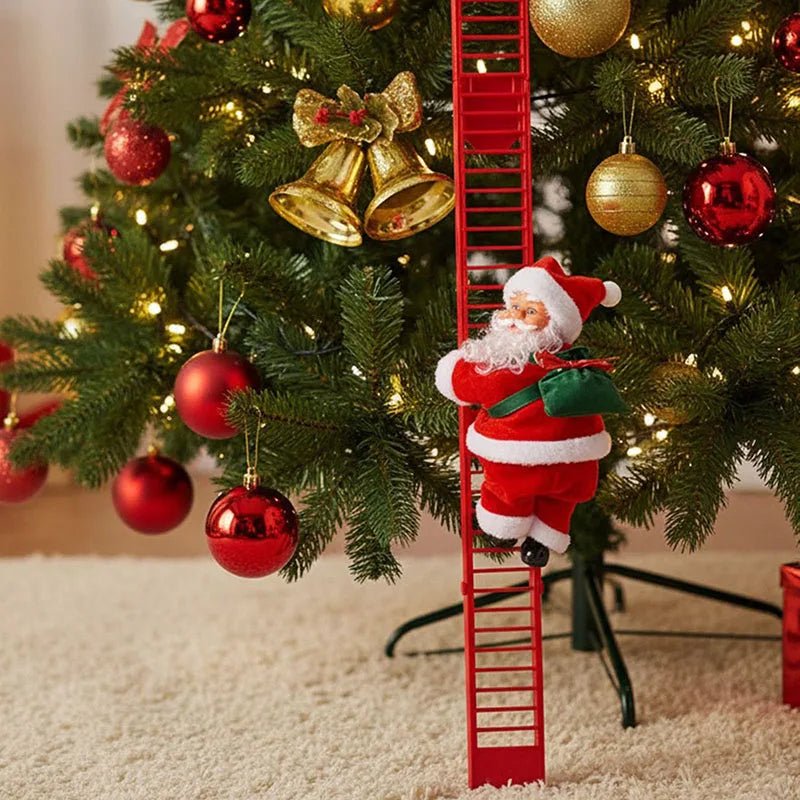 Electric Climbing Ladder Santa Claus Doll with Music, Christmas Tree Hanging Decorations, Christmas Decoration, Kids Xmas Gifts - MAGUSTA BEAUTY