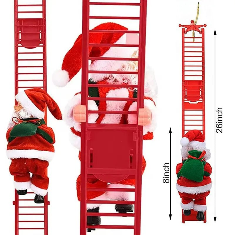 Electric Climbing Ladder Santa Claus Doll with Music, Christmas Tree Hanging Decorations, Christmas Decoration, Kids Xmas Gifts - MAGUSTA BEAUTY