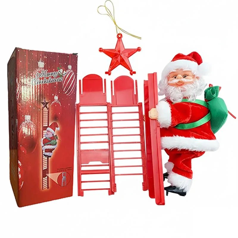 Electric Climbing Ladder Santa Claus Doll with Music, Christmas Tree Hanging Decorations, Christmas Decoration, Kids Xmas Gifts - MAGUSTA BEAUTY