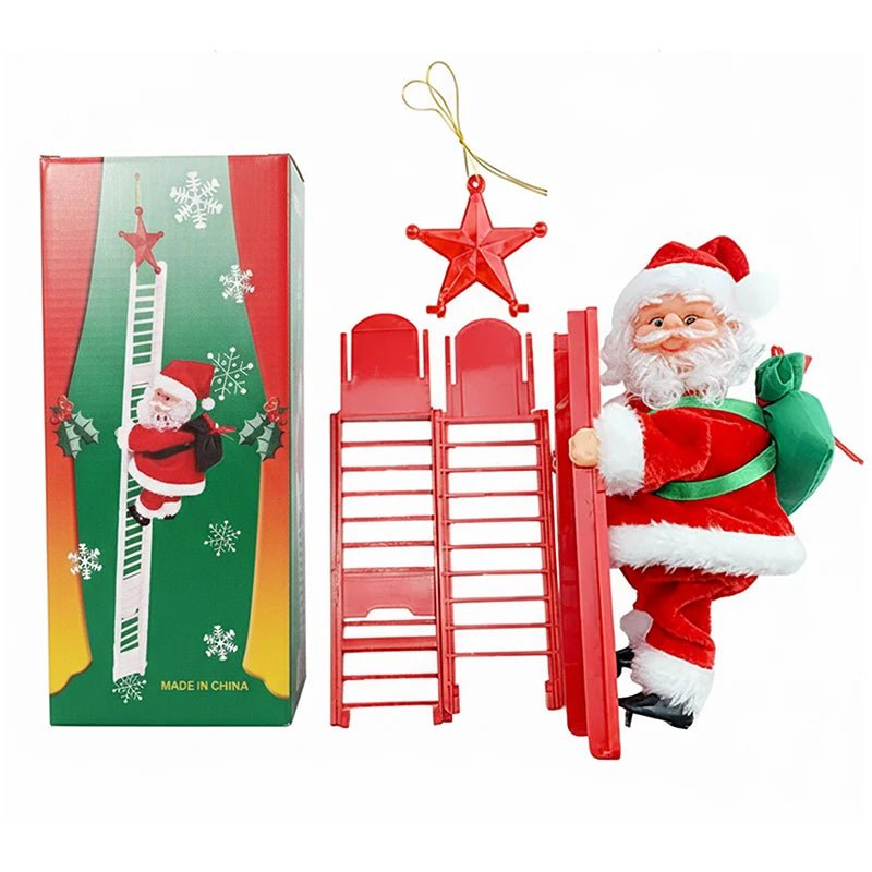 Electric Climbing Ladder Santa Claus Doll with Music, Christmas Tree Hanging Decorations, Christmas Decoration, Kids Xmas Gifts - MAGUSTA BEAUTY
