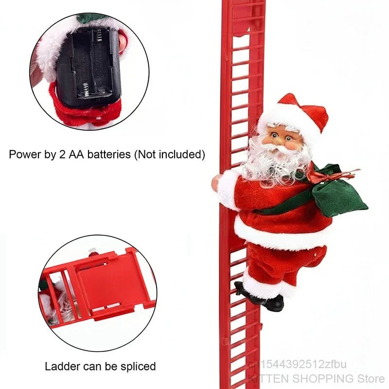 Electric Climbing Ladder Santa Claus Doll with Music, Christmas Tree Hanging Decorations, Christmas Decoration, Kids Xmas Gifts - MAGUSTA BEAUTY