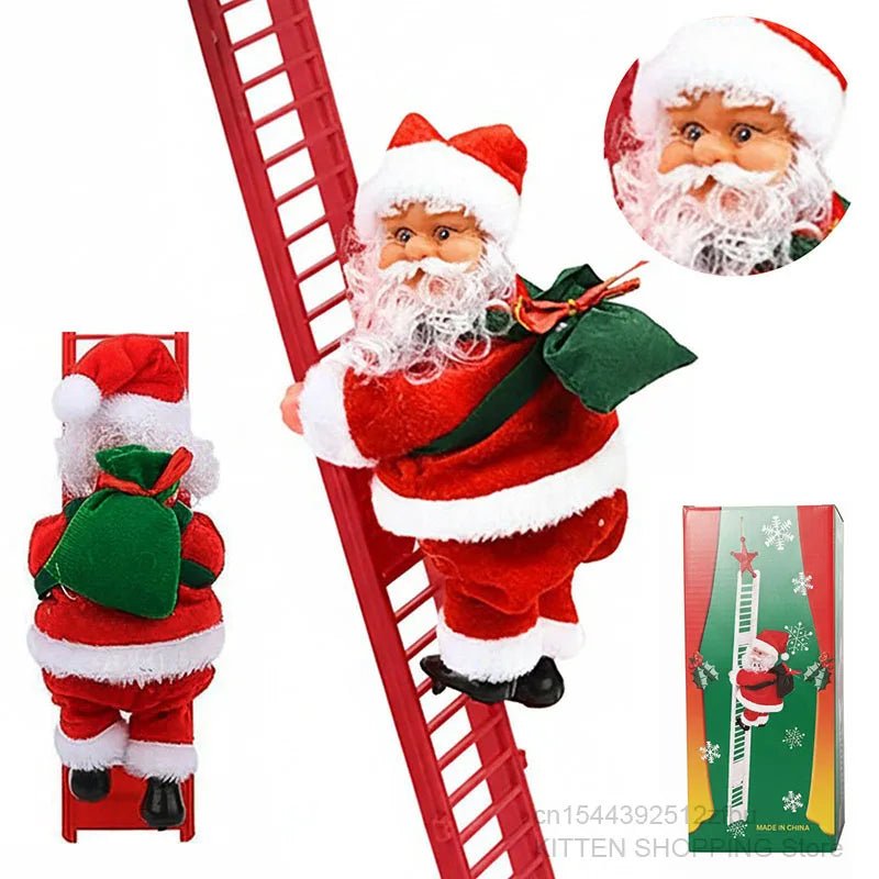 Electric Climbing Ladder Santa Claus Doll with Music, Christmas Tree Hanging Decorations, Christmas Decoration, Kids Xmas Gifts - MAGUSTA BEAUTY