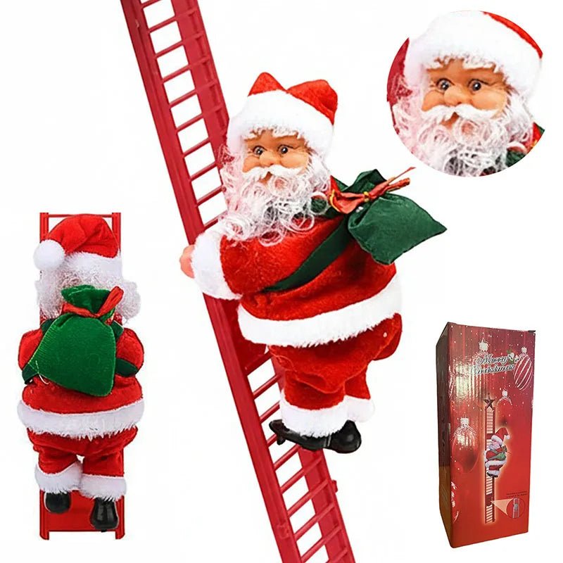 Electric Climbing Ladder Santa Claus Doll with Music, Christmas Tree Hanging Decorations, Christmas Decoration, Kids Xmas Gifts - MAGUSTA BEAUTY