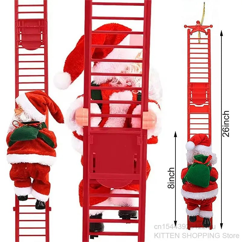 Electric Climbing Ladder Santa Claus Doll with Music, Christmas Tree Hanging Decorations, Christmas Decoration, Kids Xmas Gifts - MAGUSTA BEAUTY