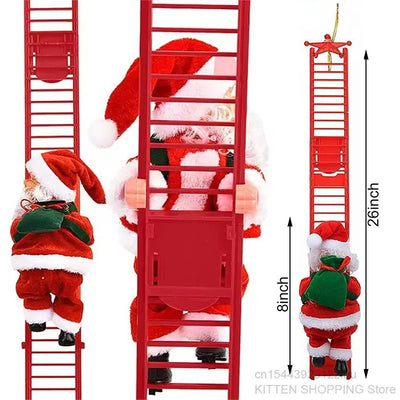 Electric Climbing Ladder Santa Claus Doll with Music, Christmas Tree Hanging Decorations, Christmas Decoration, Kids Xmas Gifts - MAGUSTA BEAUTY