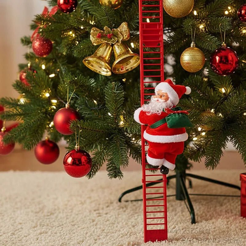 Electric Climbing Santa, Musical Christmas Decoration, Fun Holiday Ladder Toys for Home, Tree, Fireplace, Unique Festive Decor - MAGUSTA BEAUTY